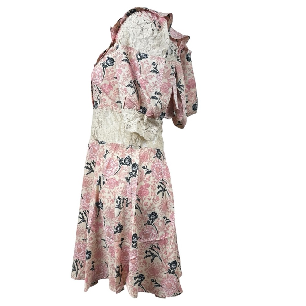 NWT Alamia Floral Lace Cream & Pink Mini Dress Boutique Romantic Coquette Girly - Picture 16 of 16